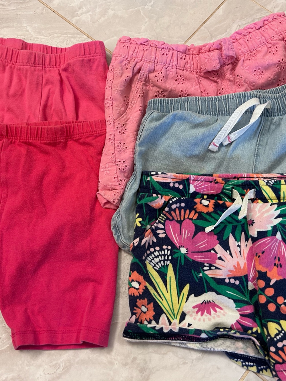 Cat & Jack Girls Pink, Light Blue, Navy Floral Shorts Bundle